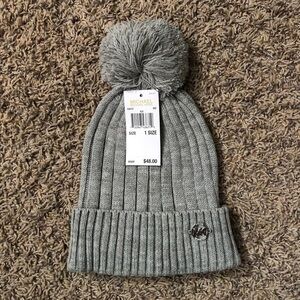 Michael Kors Gray Pom Sock Hat NWT